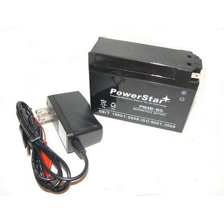 BATTERYJACK BatteryJack PM4B-BS-FI120005W4 PowerStar PTX4B - BS Sealed Maintenance Free Powersport Battery & Charger PM4B-BS-FI120005W4